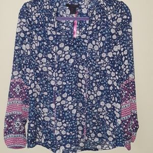 Christian Siriano longsleeve sheer blouse size S.